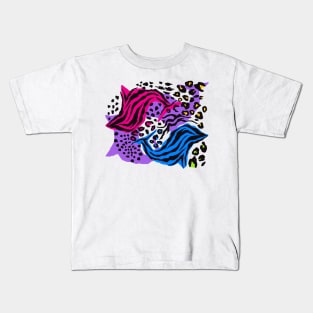 Y2K Aesthetic Pink Blue Zebra Print Dolphin Maximalist Decor Late 90s Early 2000s Fashion Pattern Kids T-Shirt